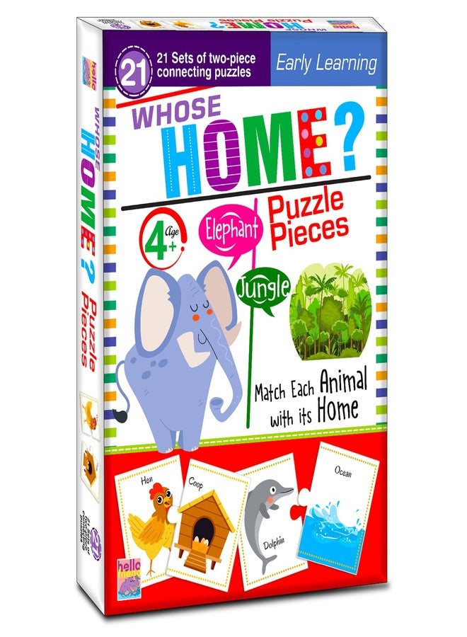 BRIJBASI Whose Home Jigsaw Puzzle? Connecting 2-Piece (Set of 21 pcs) for Kids, Childrens and Toddlers - Early Learning Educational Brain Booster with Fun and Engaging - Ages 4+ - Image 1